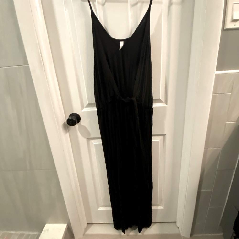 🖤Black thin strap maxi dress with tie front SIZE 1X